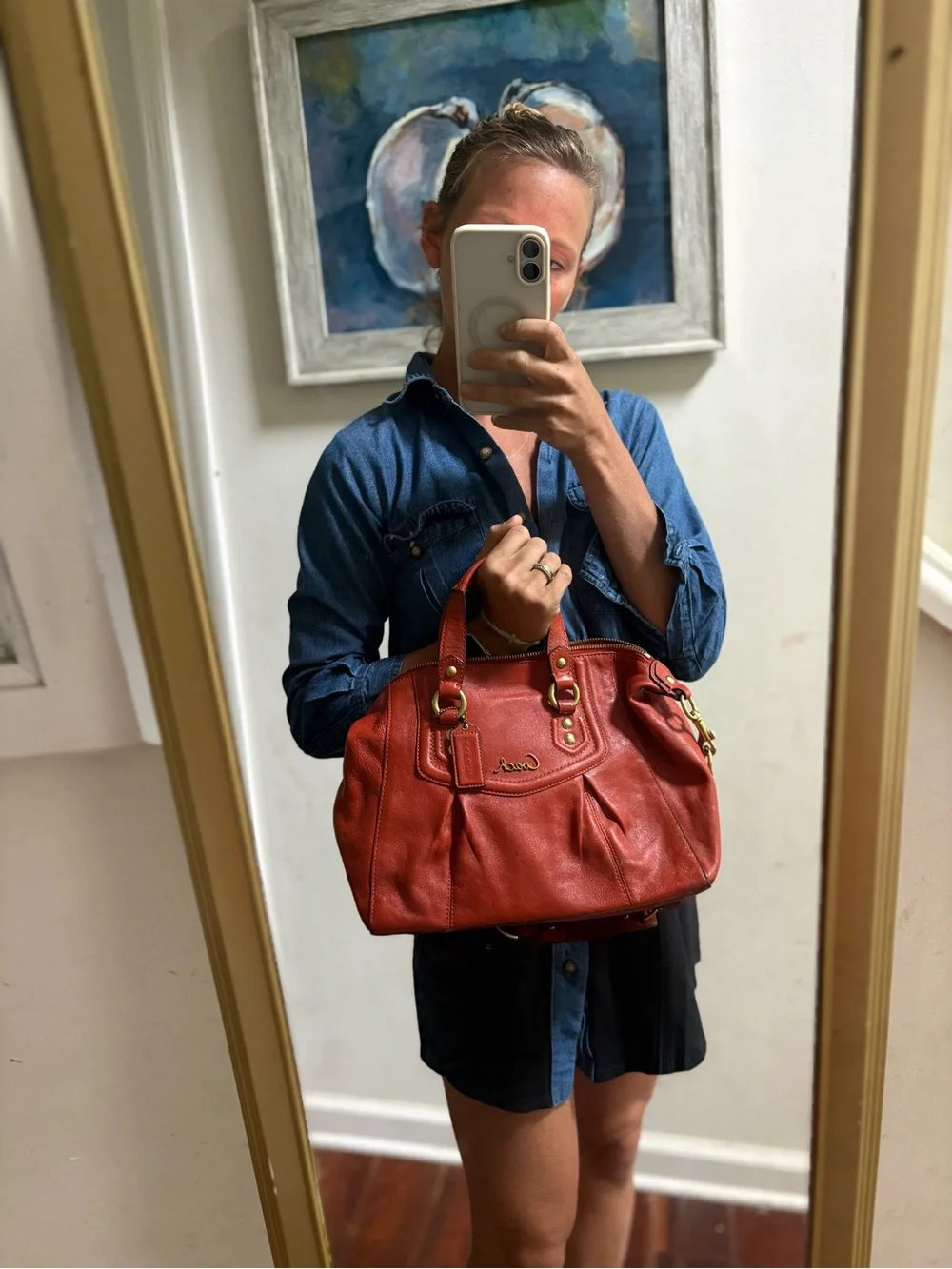 Coach Leather Satchel with Gold Hardware - Picture 5 of 5
